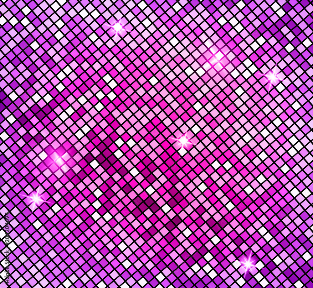 Shining abstract pink mosaic background. Shiny mosaic in disco ball style. Vector silver disco lights background. Abstract background. Shining abstract pink mosaic background. Shiny mosaic in disco ball style. Vector silver disco lights background. Abstract background.