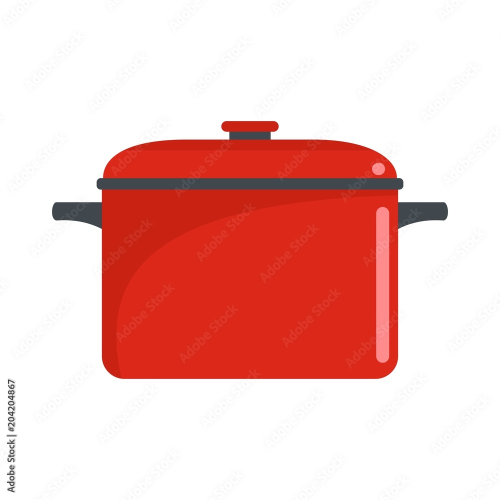 Soup saucepan icon. Flat illustration of soup saucepan vector icon for web