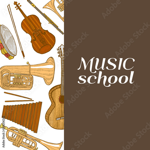 Musical Instruments Composition in Hand Drawn Style