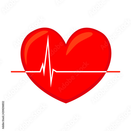 Colorful cartoon healthy heart cardiogram