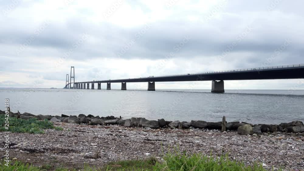 4K TImelapse of Big Belt Bridge multi-element fixed link crossing between the Danish islands 4K TImelapse of Big Belt Bridge multi-element fixed link crossing between the Danish islands