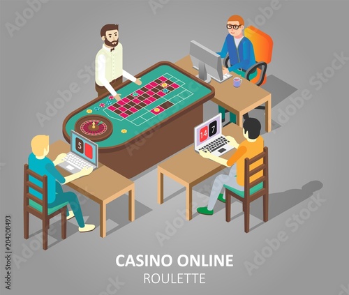 Casino online roulette game vector illustration