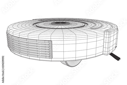Robot vacuum cleaner wireframe low poly mesh vector illustration. Smart cleaning technology concept
