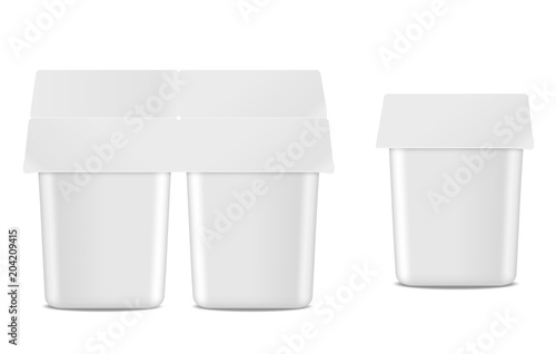 Natural yogurt vector realistic package mockup set
