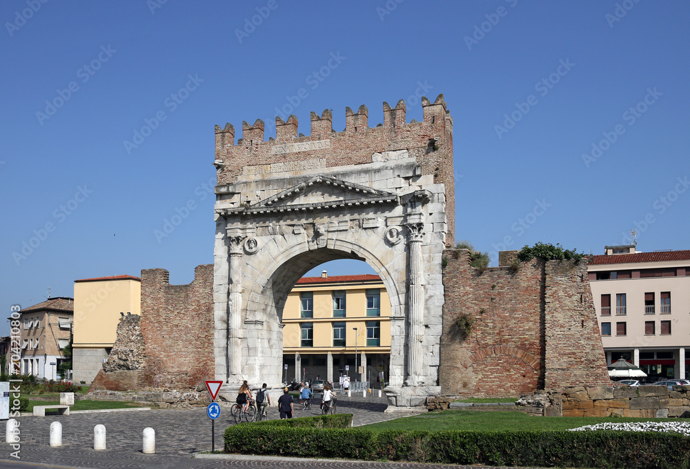 famous Arco di Augusto gate Rimini Italy