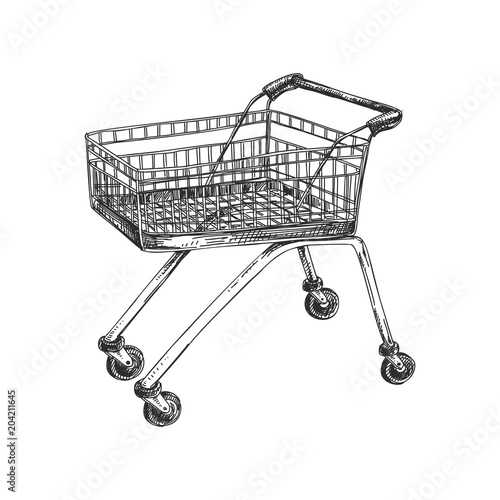 Beautiful vector hand drawn shopping cart Illustration.