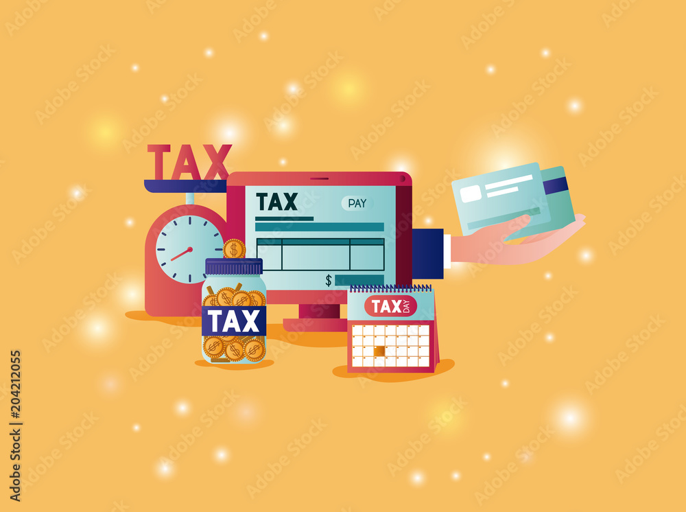tax time set icons vector illustration design