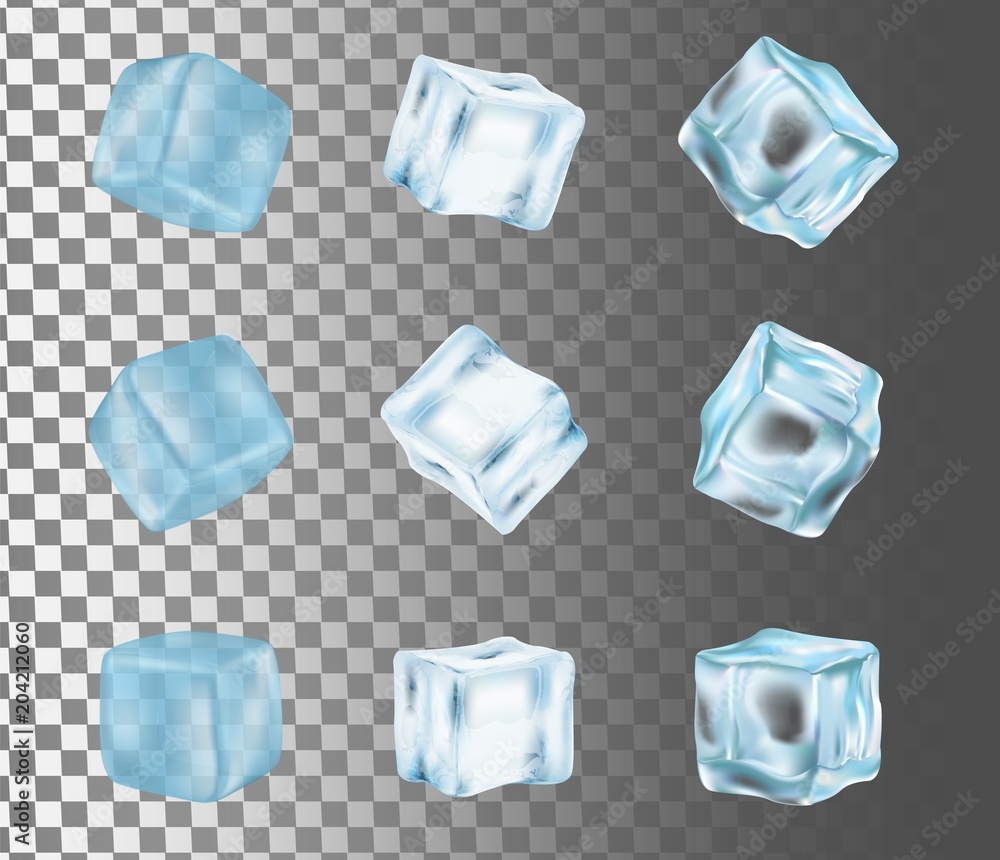 Ice cube icon set vector realistic illustration Ice cube icon set vector realistic illustration