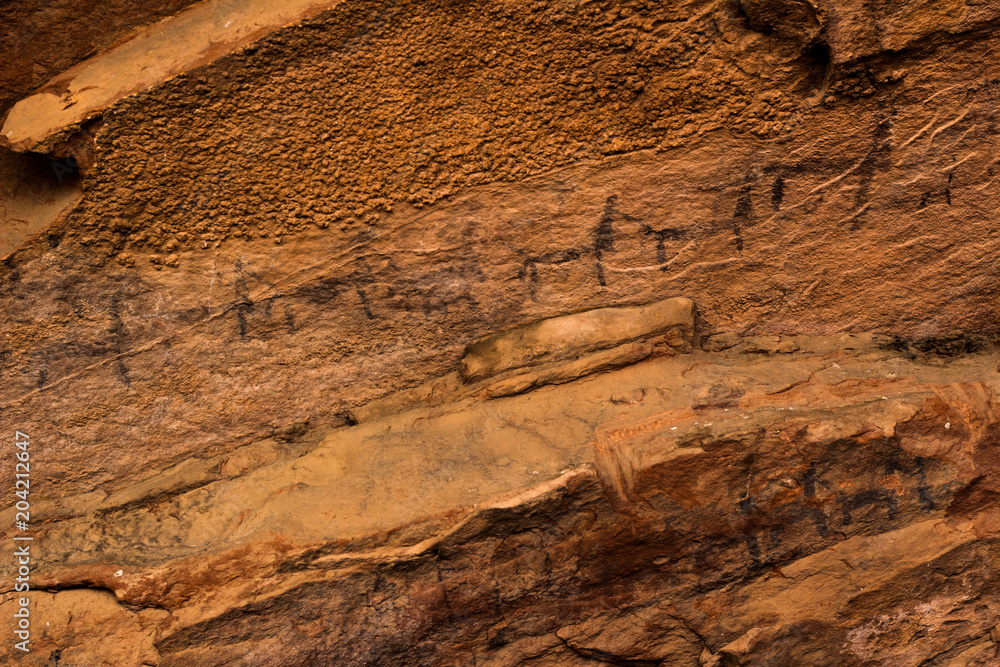 Fototapeta premium Rock Paintings in Inca Cueva clsoe to Humahuaca in Jujuy Province, north of Argentina