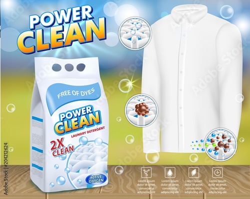 Laundry detergent advertising vector template