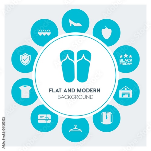 food, clothes, shopping Infographic Circle fill Icons Set. Contains such Icons as  business,  website,  elements,  background,  pattern,  banner,  slider,  soft and more. Fully Editable. Pixel Perfect