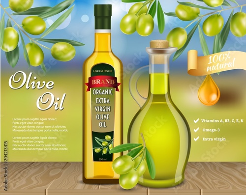 Olive oil advertising vector realistic template