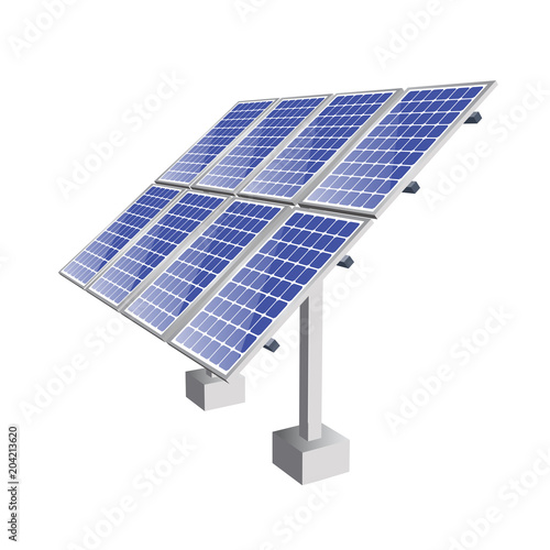 Solar panels isolated on white background. Alternative renewable energy resource image.
