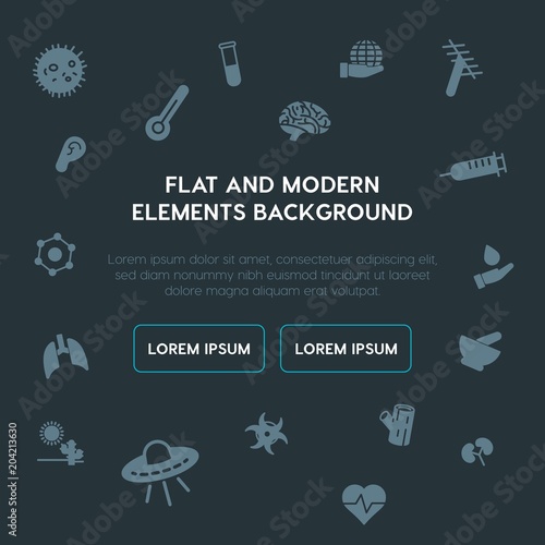 health, science, nature fill vector icons and elements background concept on dark background.Multipurpose use on websites, presentations, brochures and more