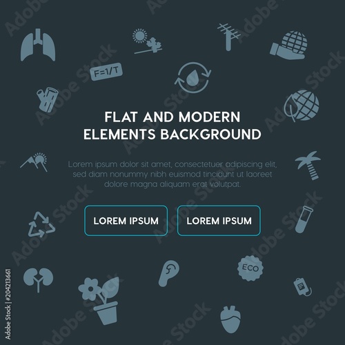 health, science, nature fill vector icons and elements background concept on dark background.Multipurpose use on websites, presentations, brochures and more