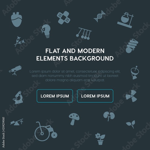 health, science, nature fill vector icons and elements background concept on dark background.Multipurpose use on websites, presentations, brochures and more
