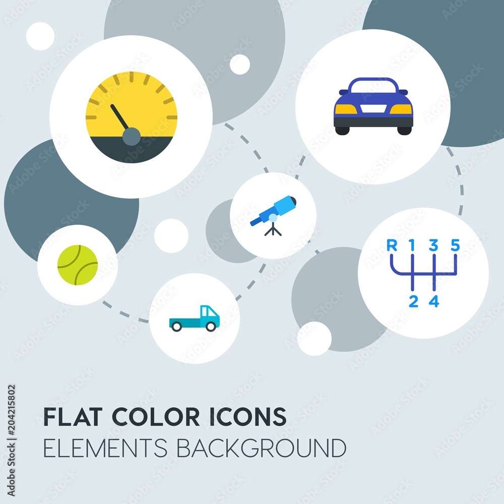 Naklejka premium transports, science, sports flat vector icons and elements background with circle bubbles networks.Multipurpose use on websites, presentations, brochures and more