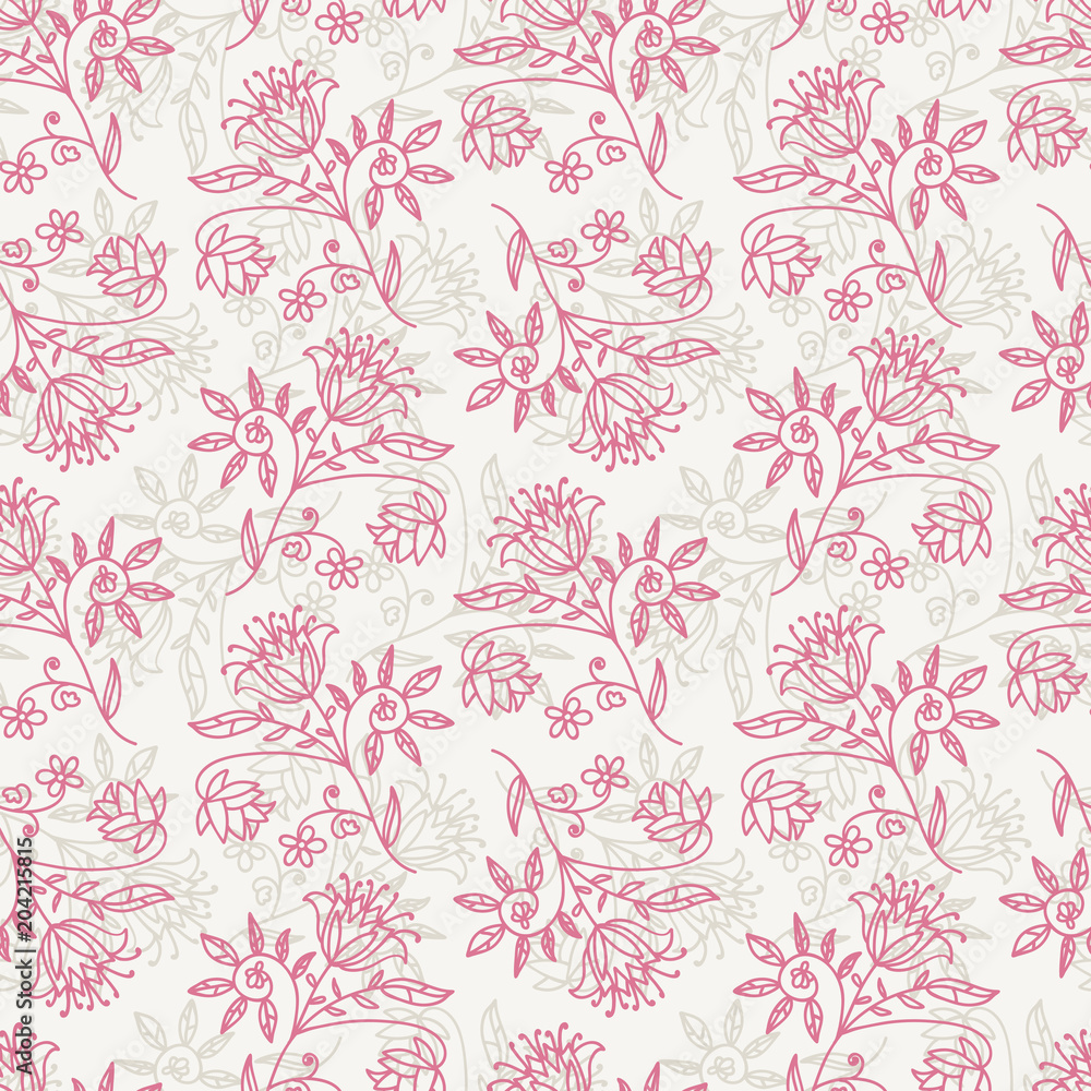 Floral seamless pattern with branches and leaves. Vector illustration. Floral seamless pattern with branches and leaves. Vector illustration.