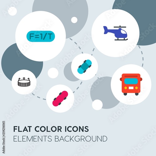 transports, science, sports flat vector icons and elements background with circle bubbles networks.Multipurpose use on websites, presentations, brochures and more