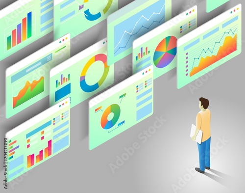 Data analytics vector isometric illustration