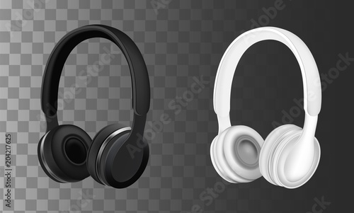 Black and white headphones vector illustration