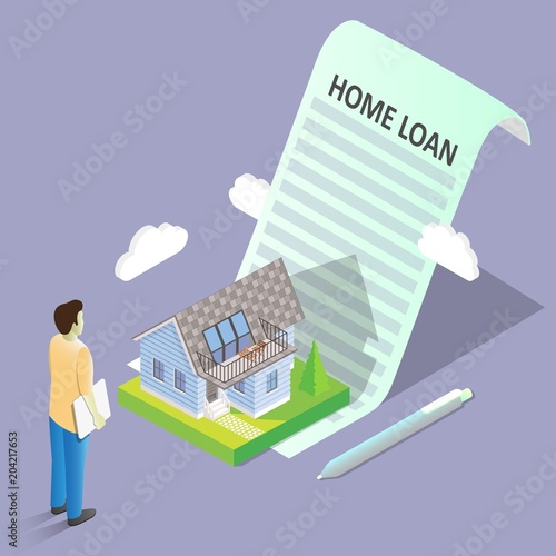 Home loan concept vector isometric illustration