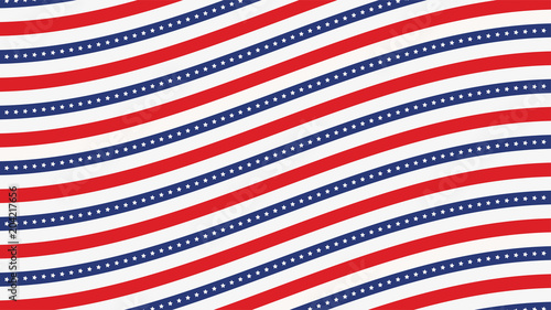 US American flag background horizontal web banner. Wave composition blue, red and white. Vector illustration.
