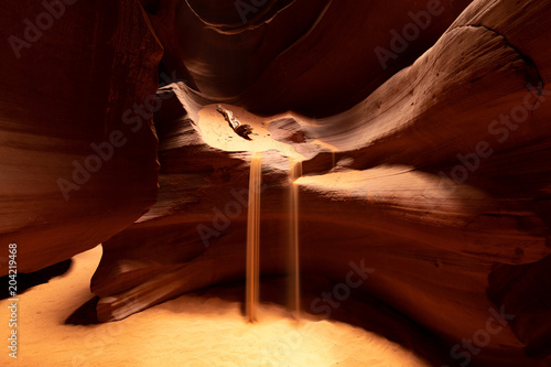 Abstract Pattern Formation of Sand Falling in a Cave in the Upper Antelope Canyon