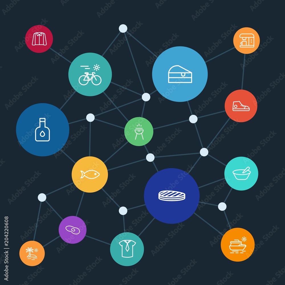 Abstract background with polygonal connected lines and food, clothes, drinks, travel outline icons. Can be use for websites, mobile apps, presentations and other design works Abstract background with polygonal connected lines and food, clothes, drinks, travel outline icons. Can be use for websites, mobile apps, presentations and other design works