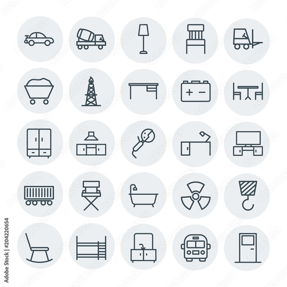 Modern Simple Set of transports, industry, furniture Vector outline Icons. Contains such Icons as  elementary,  light,  hazard,  electric and more on white background. Fully Editable. Pixel Perfect