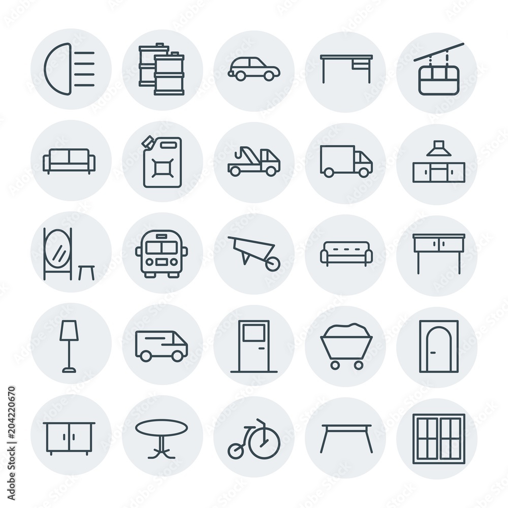 Modern Simple Set of transports, industry, furniture Vector outline Icons. Contains such Icons as  business,  conference,  bike,  home,  oil and more on white background. Fully Editable. Pixel Perfect