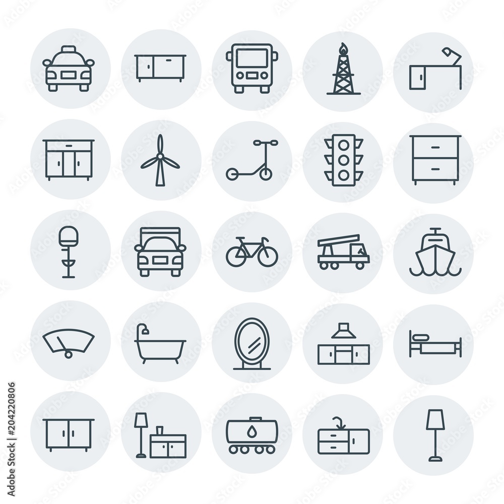 Modern Simple Set of transports, industry, furniture Vector outline Icons. Contains such Icons as table, electric, yellow, road, home and more on white background. Fully Editable. Pixel Perfect Modern Simple Set of transports, industry, furniture Vector outline Icons. Contains such Icons as table, electric, yellow, road, home and more on white background. Fully Editable. Pixel Perfect