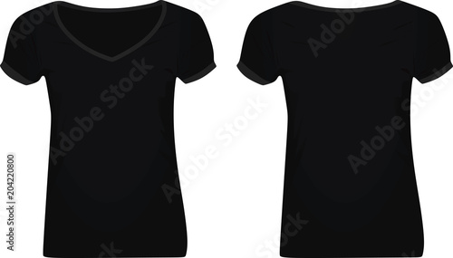 Black women v neck t shirt. vector illustration