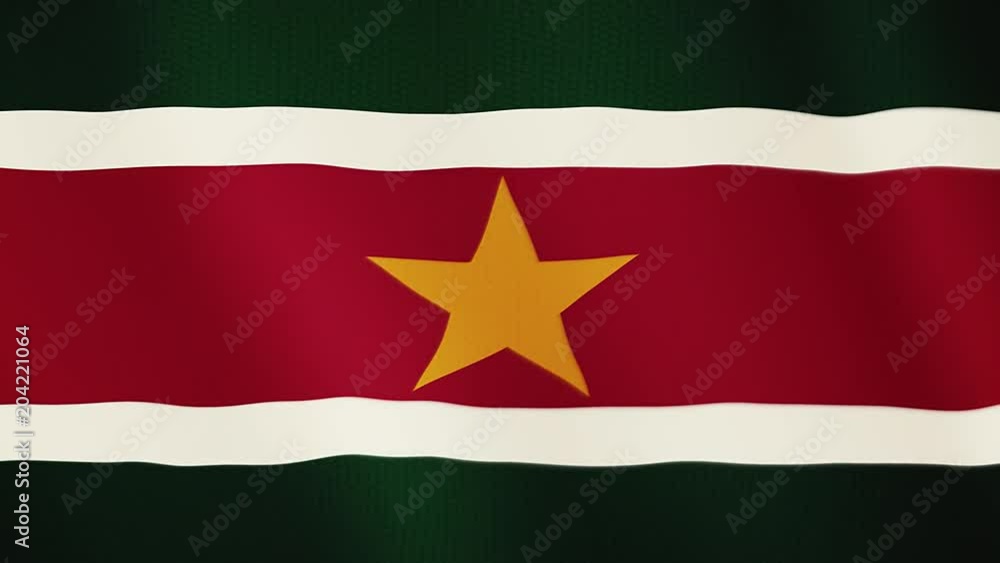 Suriname flag waving animation. Full Screen. Symbol of the country. Suriname flag waving animation. Full Screen. Symbol of the country.