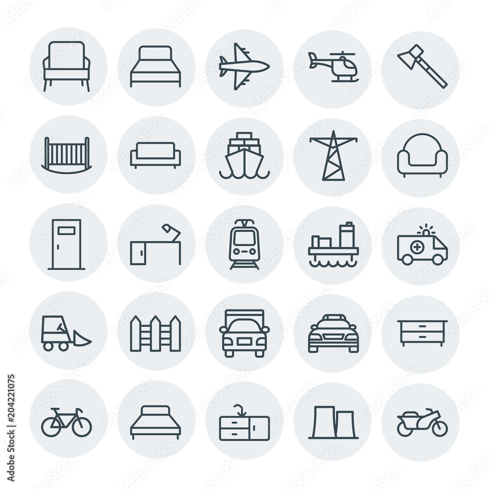Modern Simple Set of transports, industry, furniture Vector outline Icons. Contains such Icons as  biker,  lamp,  energy,  home,  blue, car and more on white background. Fully Editable. Pixel Perfect