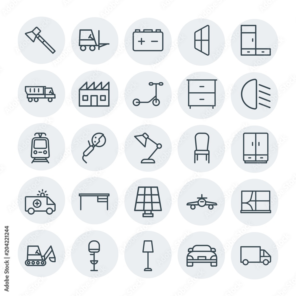 Modern Simple Set of transports, industry, furniture Vector outline Icons. Contains such Icons as interior, shovel, seat, hammer, axe and more on white background. Fully Editable. Pixel Perfect Modern Simple Set of transports, industry, furniture Vector outline Icons. Contains such Icons as interior, shovel, seat, hammer, axe and more on white background. Fully Editable. Pixel Perfect