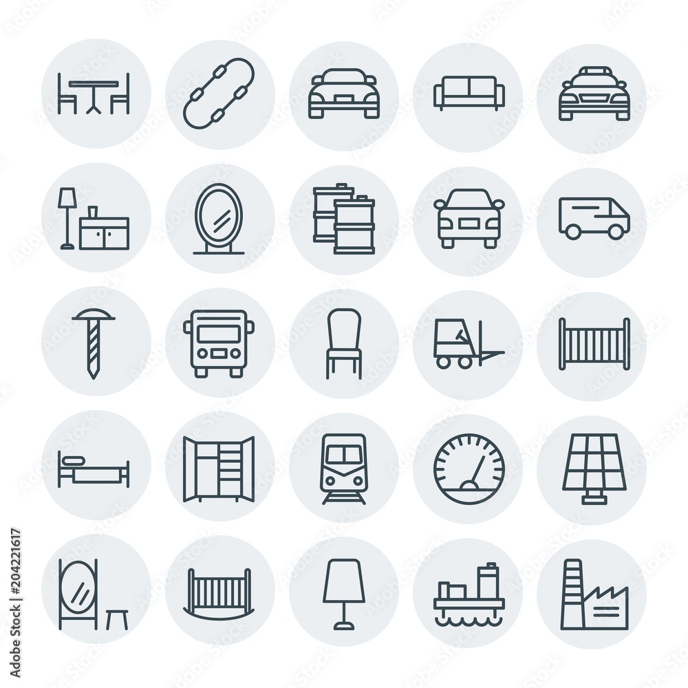 Modern Simple Set of transports, industry, furniture Vector outline Icons. Contains such Icons as  drilling,  measure, night, factory,  crib and more on white background. Fully Editable. Pixel Perfect