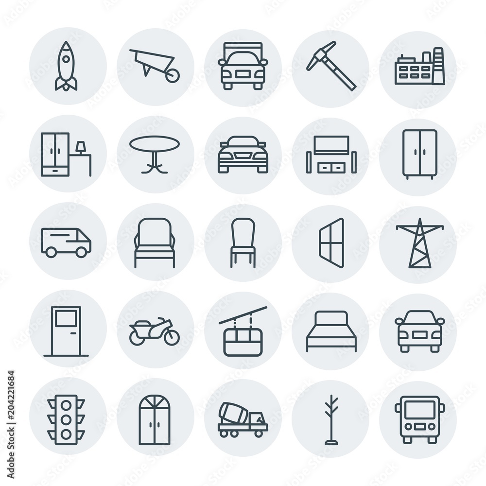 Modern Simple Set of transports, industry, furniture Vector outline Icons. Contains such Icons as road, armchair, bed, construction, car and more on white background. Fully Editable. Pixel Perfect Modern Simple Set of transports, industry, furniture Vector outline Icons. Contains such Icons as road, armchair, bed, construction, car and more on white background. Fully Editable. Pixel Perfect