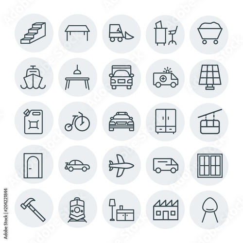 Modern Simple Set of transports, industry, furniture Vector outline Icons. Contains such Icons as hammer, room, retro, top, motion, up and more on white background. Fully Editable. Pixel Perfect