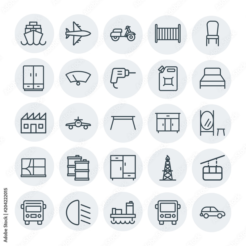 Modern Simple Set of transports, industry, furniture Vector outline Icons. Contains such Icons as motorbike, industrial, ship, car, shine and more on white background. Fully Editable. Pixel Perfect Modern Simple Set of transports, industry, furniture Vector outline Icons. Contains such Icons as motorbike, industrial, ship, car, shine and more on white background. Fully Editable. Pixel Perfect
