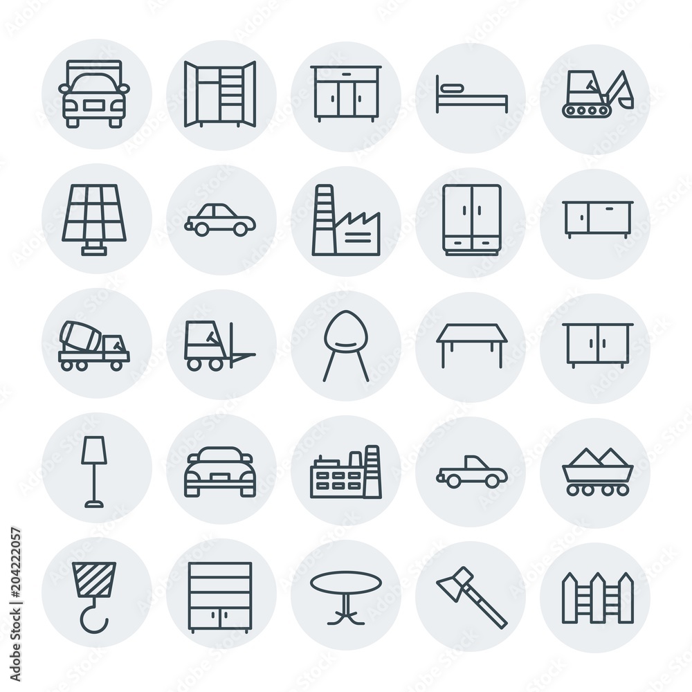 Modern Simple Set of transports, industry, furniture Vector outline Icons. Contains such Icons as crane, wardrobe, interior, business and more on white background. Fully Editable. Pixel Perfect Modern Simple Set of transports, industry, furniture Vector outline Icons. Contains such Icons as crane, wardrobe, interior, business and more on white background. Fully Editable. Pixel Perfect