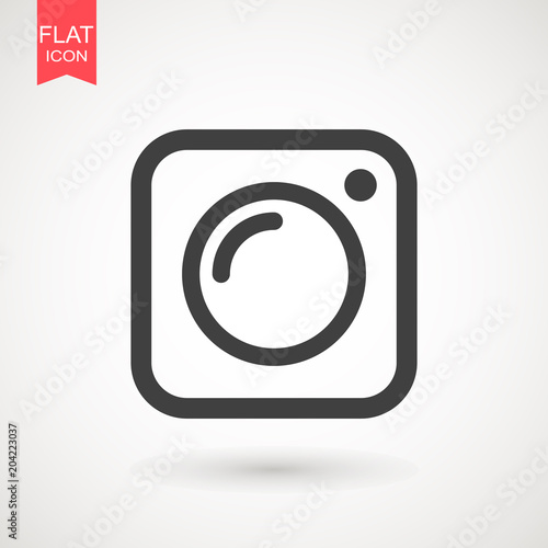 Camera icon, flat photo camera vector isolated. Modern simple snapshot photography sign. Instant Photo internet concept. Trendy symbol for website design, web button, mobile app. Logo illustration