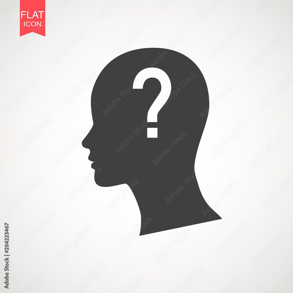 Unknown Person icon. Head with question mark vector icon Designed for web and app UI. Unknown Person icon. Head with question mark vector icon Designed for web and app UI.