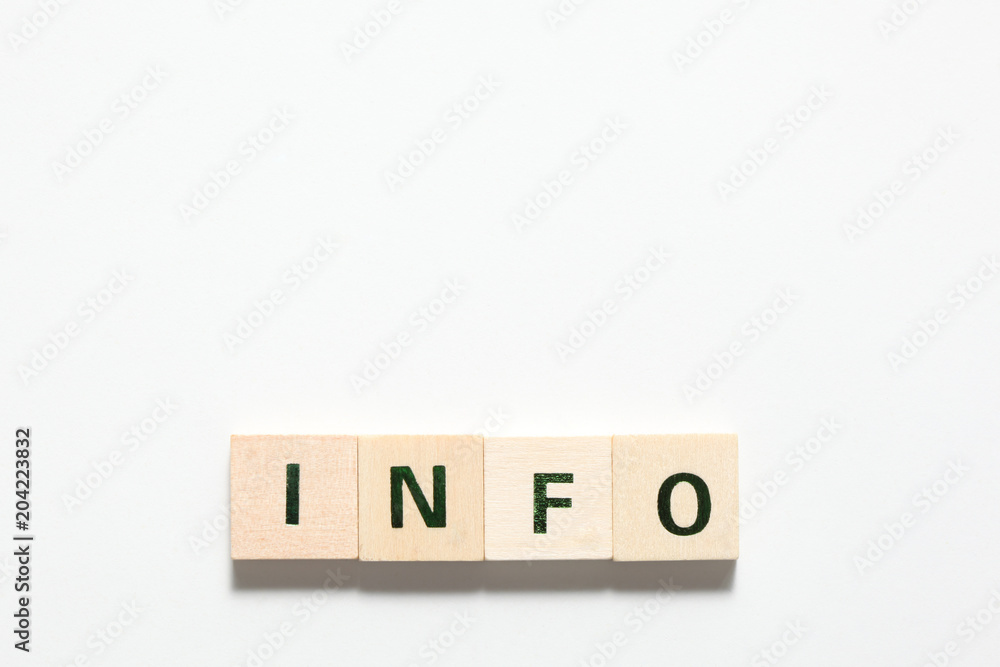 word info made of wooden block isolated on white background word info made of wooden block isolated on white background