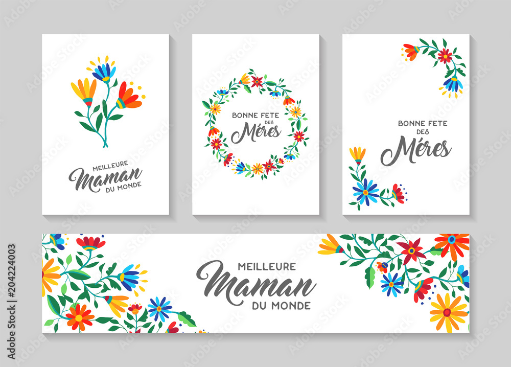 Happy Mother day french floral card and label set Happy Mother day french floral card and label set