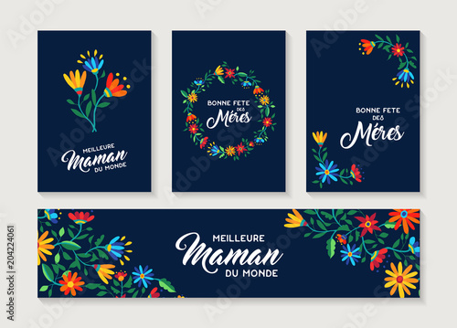 Happy Mother day french flower card and label set