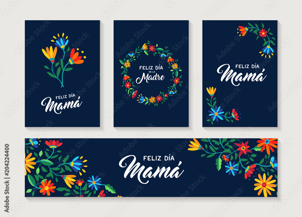 Happy Mother day spanish flower greeting card set Happy Mother day spanish flower greeting card set