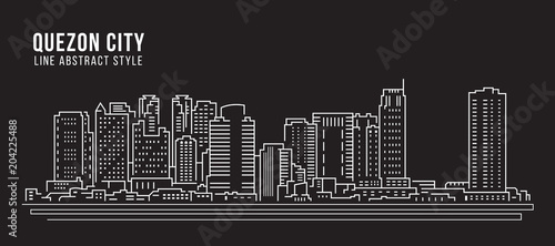 Cityscape Building Line art Vector Illustration design - Quezon city