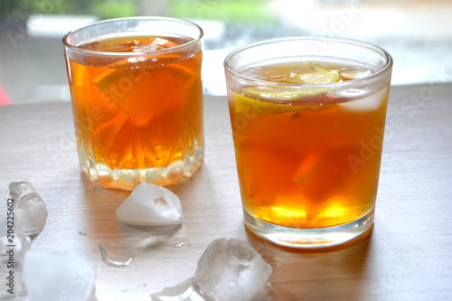 Iced tea with lemon and orange. Refreshment