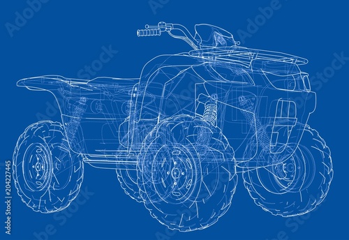 ATV quadbike concept outline. Vector